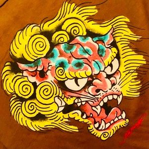 Ed Hardy Tee T-Shirt Lion Graphic Top Vintage Size S